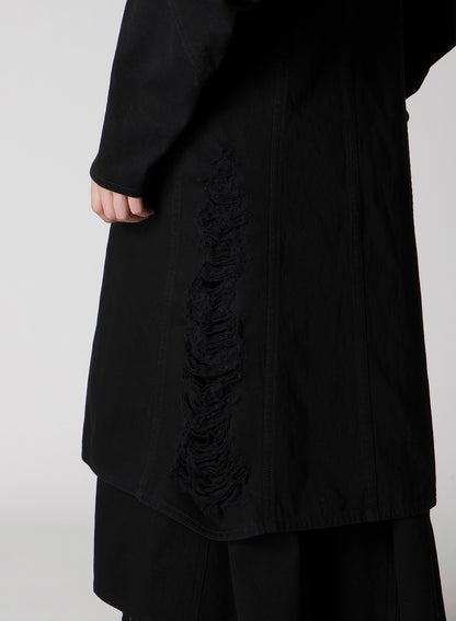 DAMAGED DENIM DESIGNED SLEEVE COAT