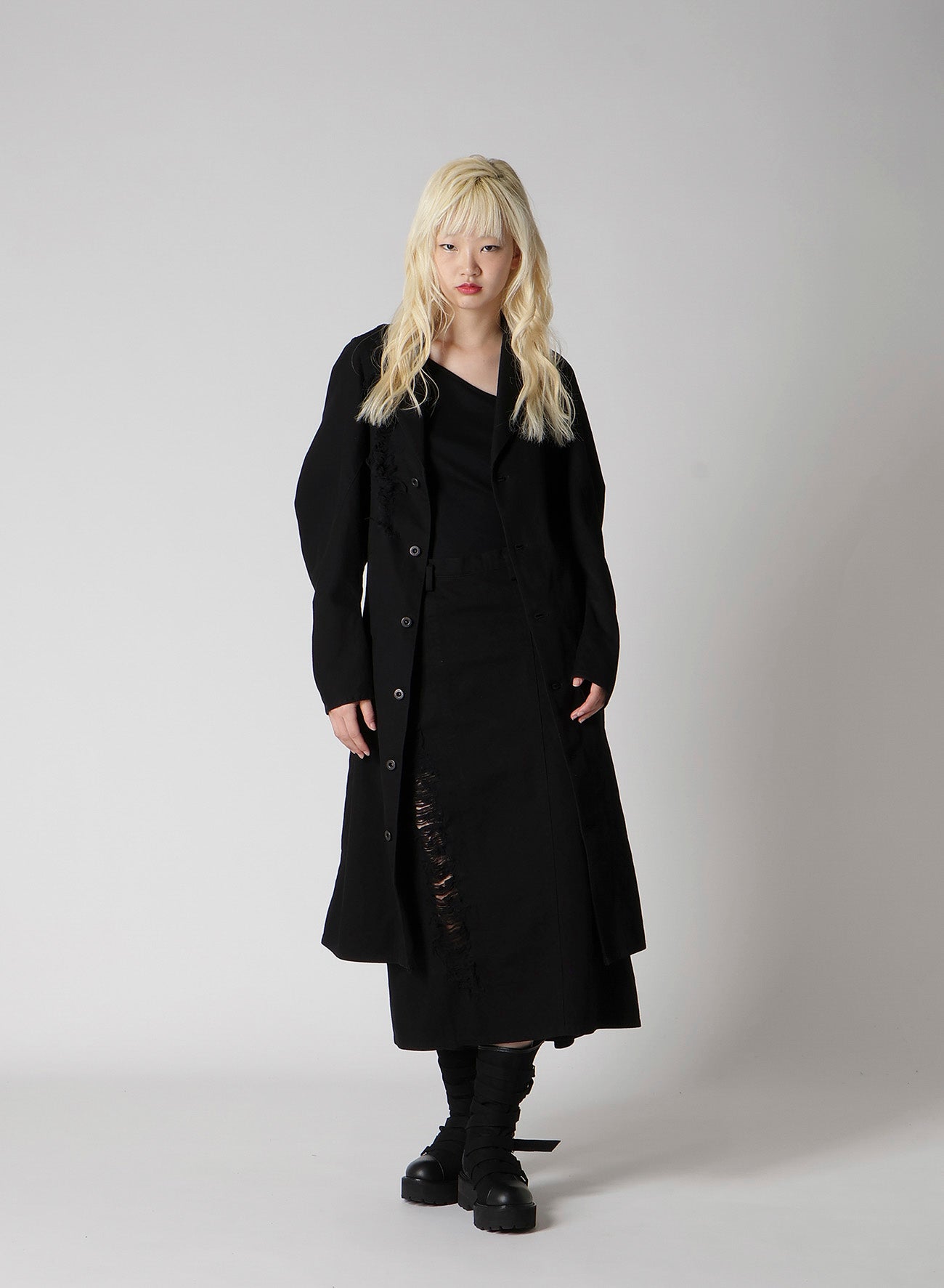 DAMAGED DENIM DESIGNED SLEEVE COAT