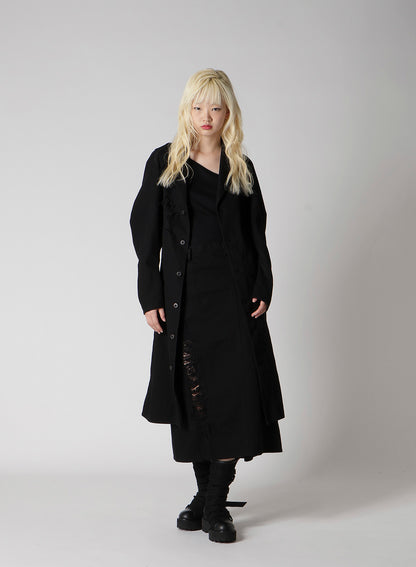 DAMAGED DENIM DESIGNED SLEEVE COAT