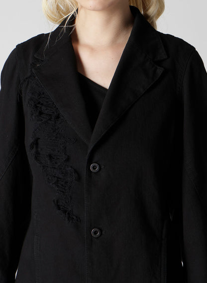 DAMAGED DENIM DESIGNED SLEEVE COAT
