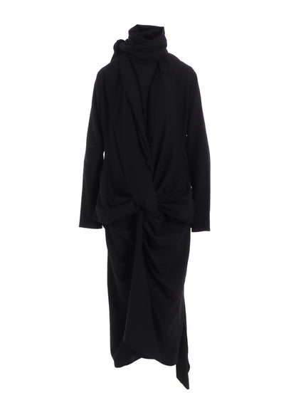 MILLED GABARDINE TWIST DRESS WITH SCARF