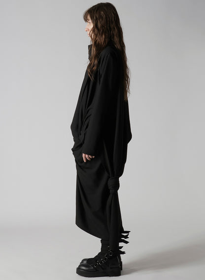 MILLED GABARDINE TWIST DRESS WITH SCARF