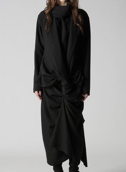 MILLED GABARDINE TWIST DRESS WITH SCARF
