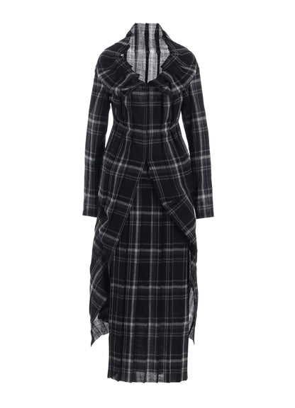 PLAID PATTERN PLEATS DRESS A