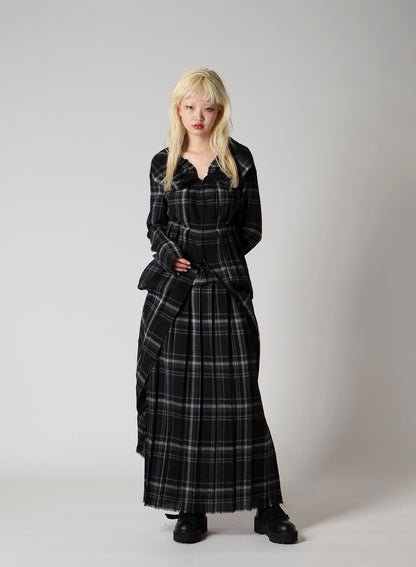 PLAID PATTERN PLEATS DRESS A