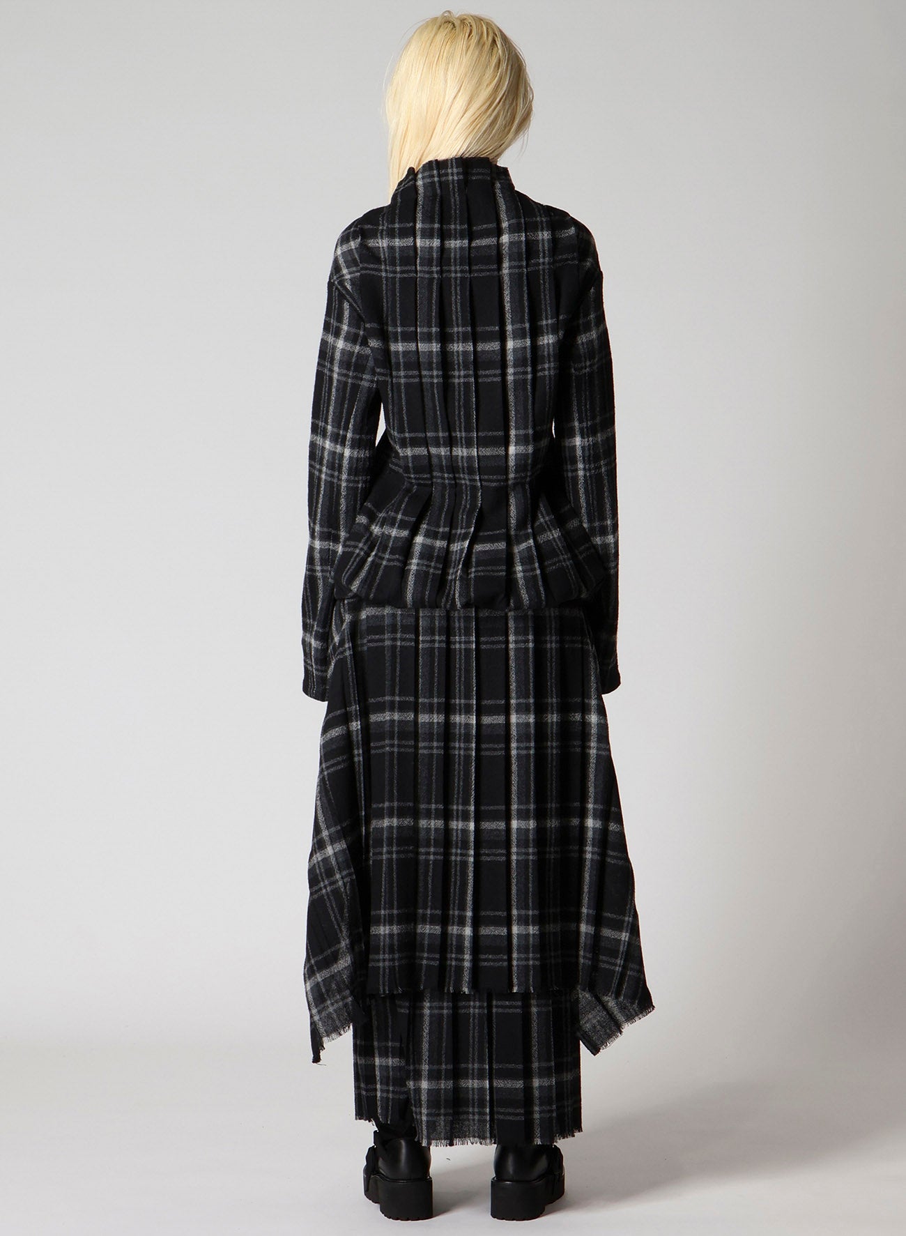 PLAID PATTERN PLEATS DRESS A