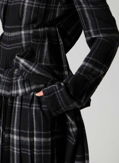 PLAID PATTERN PLEATS DRESS A