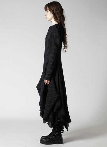 STRIPE GAUZE PUFF DRESS