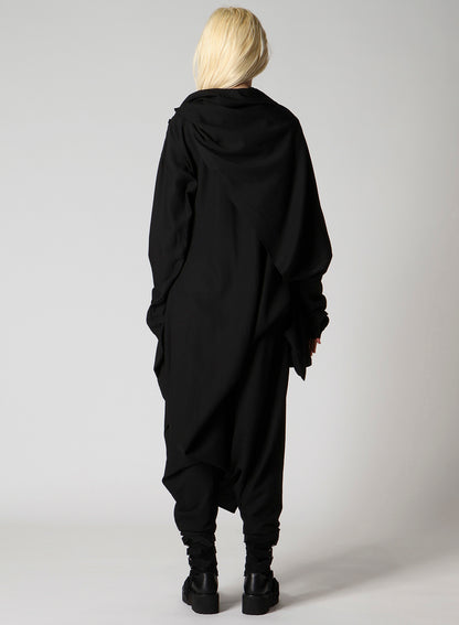MILLED GABARDINE DRAPED OVERALL
