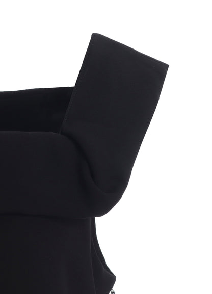 DOUBLE SATIN SQUARE FRILL DRESS A