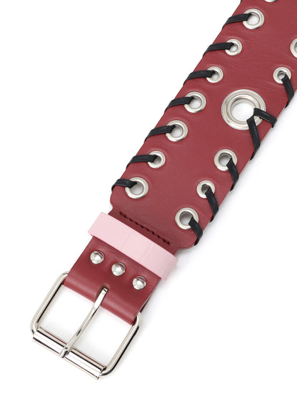 KIP+ CROCODILE LEATHER CODE LOOP EYELET BELT