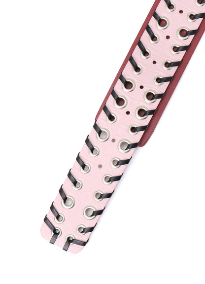 KIP+ CROCODILE LEATHER CODE LOOP EYELET BELT