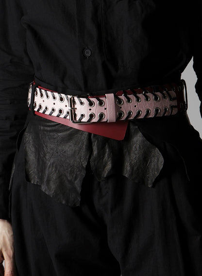 KIP+ CROCODILE LEATHER CODE LOOP EYELET BELT
