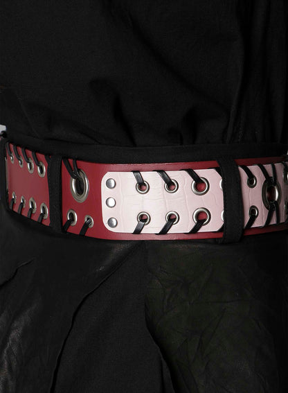 KIP+ CROCODILE LEATHER CODE LOOP EYELET BELT