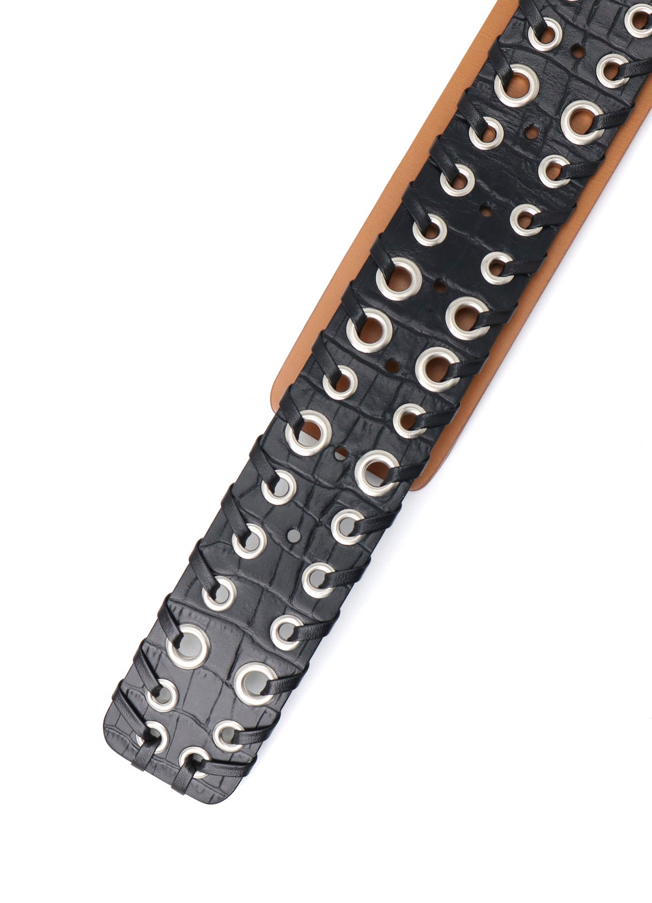 KIP+ CROCODILE LEATHER CODE LOOP EYELET BELT