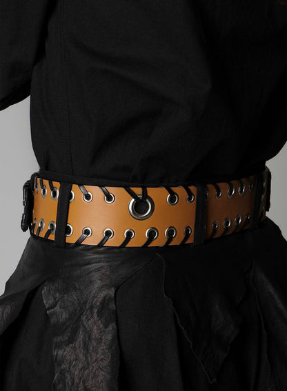 KIP+ CROCODILE LEATHER CODE LOOP EYELET BELT
