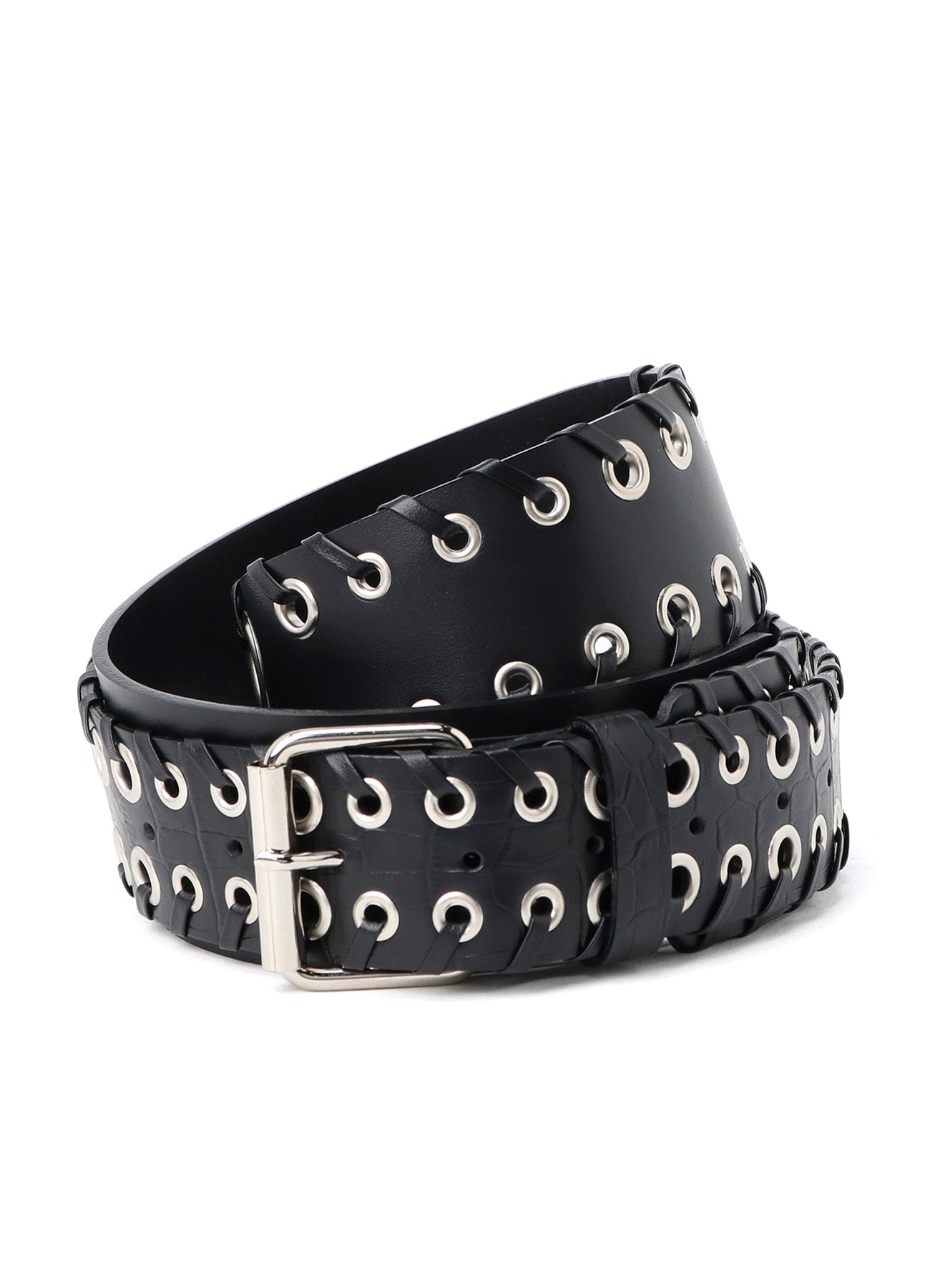 KIP+ CROCODILE LEATHER CODE LOOP EYELET BELT