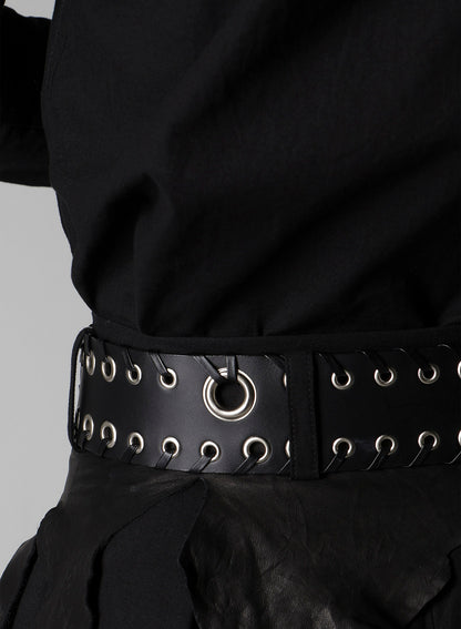 KIP+ CROCODILE LEATHER CODE LOOP EYELET BELT