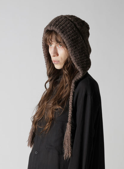 WOOL SLUB ARAN HOODIE