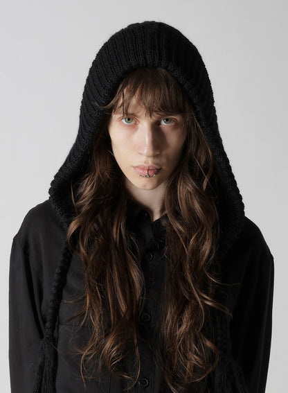 WOOL SLUB ARAN HOODIE