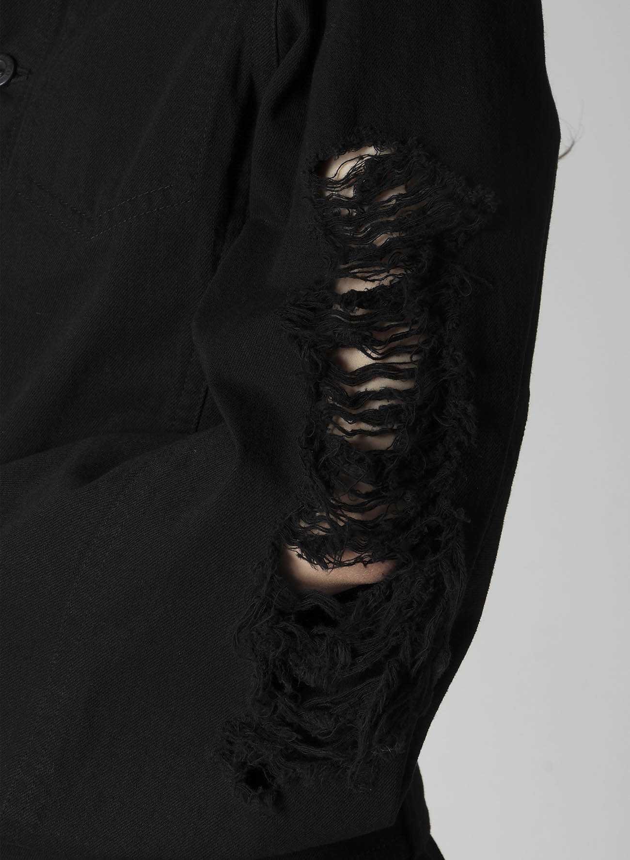 DAMAGED DENIM DESIGNED SLEEVE JACKET