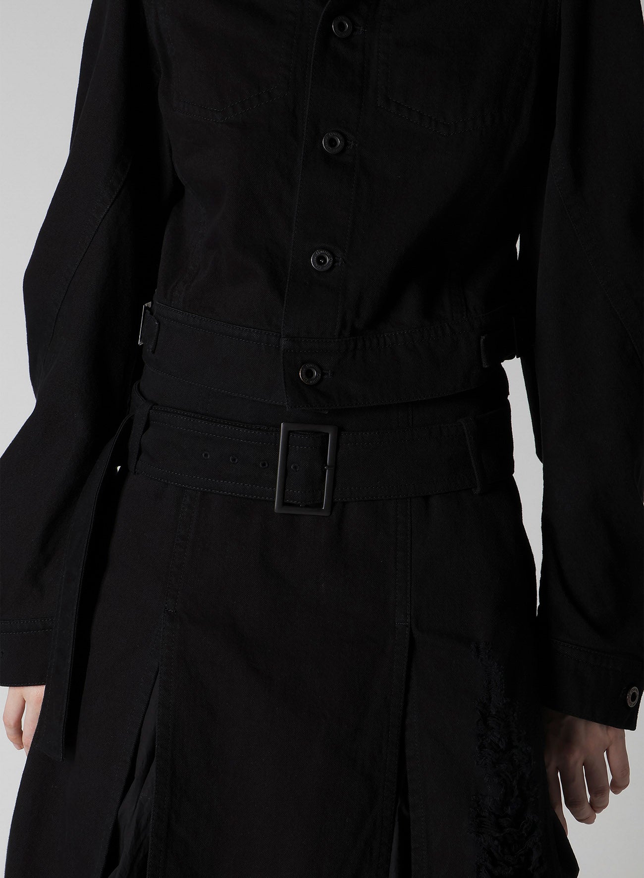 DAMAGED DENIM DESIGNED SLEEVE JACKET