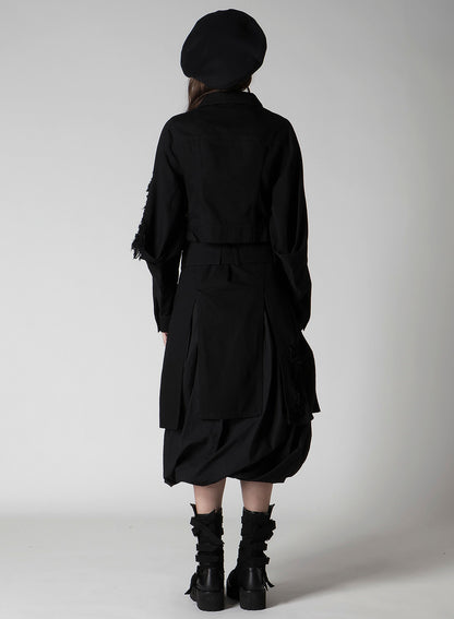 DAMAGED DENIM DESIGNED SLEEVE JACKET