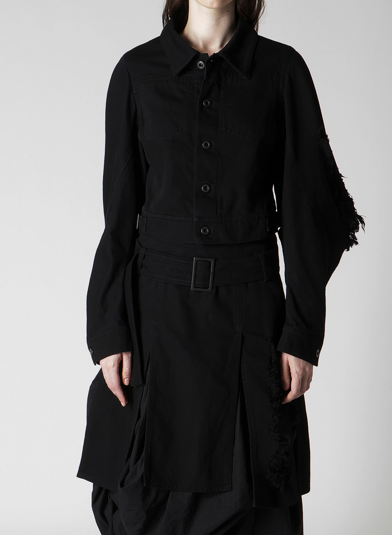 DAMAGED DENIM DESIGNED SLEEVE JACKET