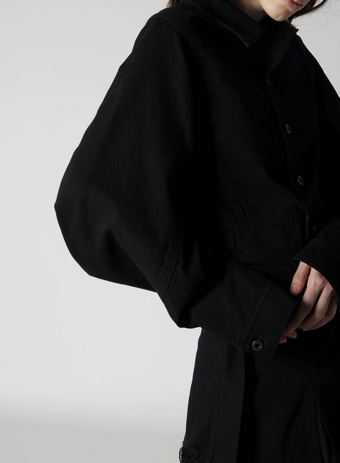 DAMAGED DENIM DESIGNED SLEEVE JACKET