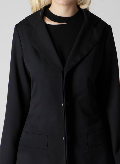 WOOL GABARDINE FRILLED JACKET