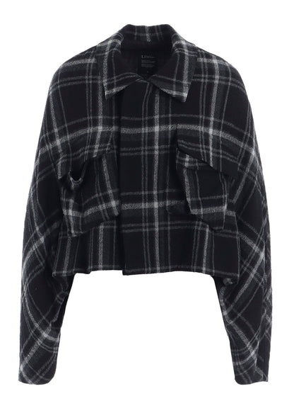 PLAID PATTERN FLAP POCKET JACKET