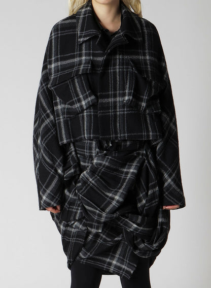 PLAID PATTERN FLAP POCKET JACKET
