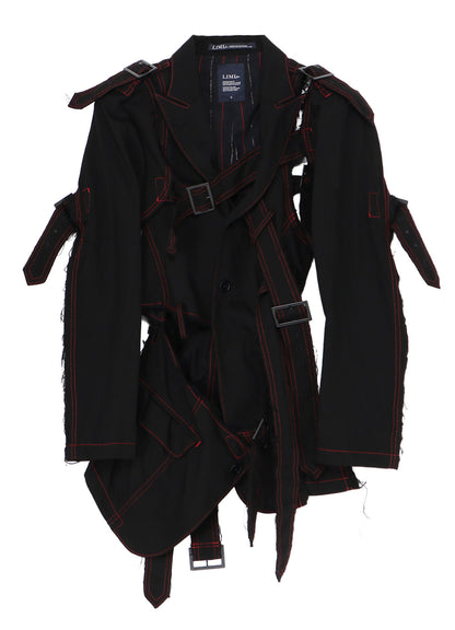 BLACK DENIM BELTED JACKET