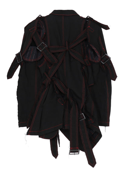 BLACK DENIM BELTED JACKET
