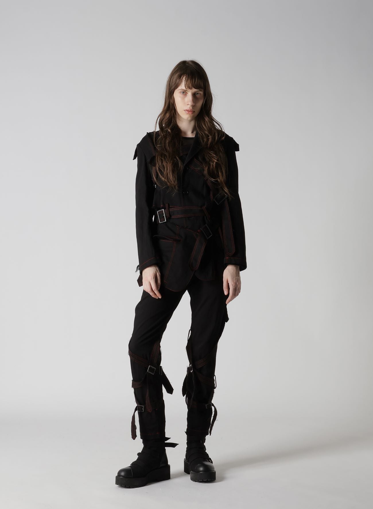 BLACK DENIM BELTED JACKET