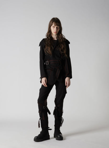 BLACK DENIM BELTED JACKET