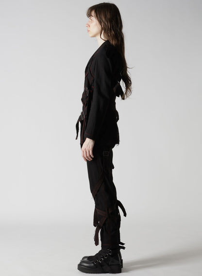 BLACK DENIM BELTED JACKET