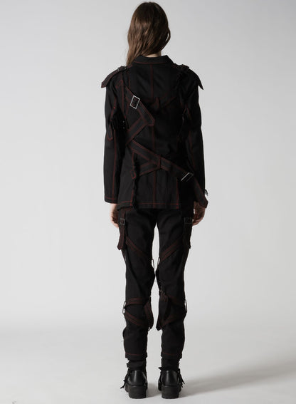 BLACK DENIM BELTED JACKET