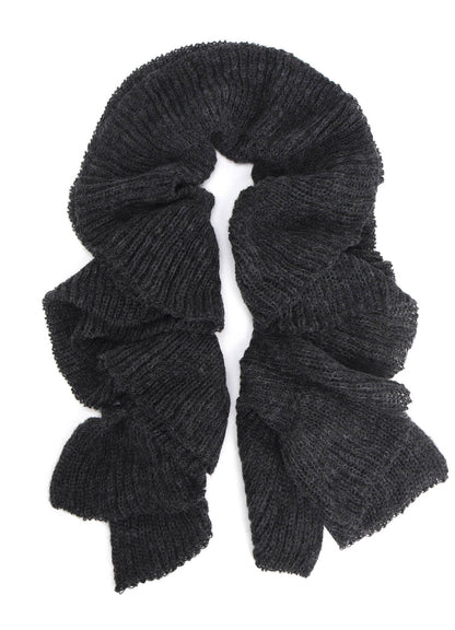LOOSE TENTION RIB FLUFFY FRILLED SCARF
