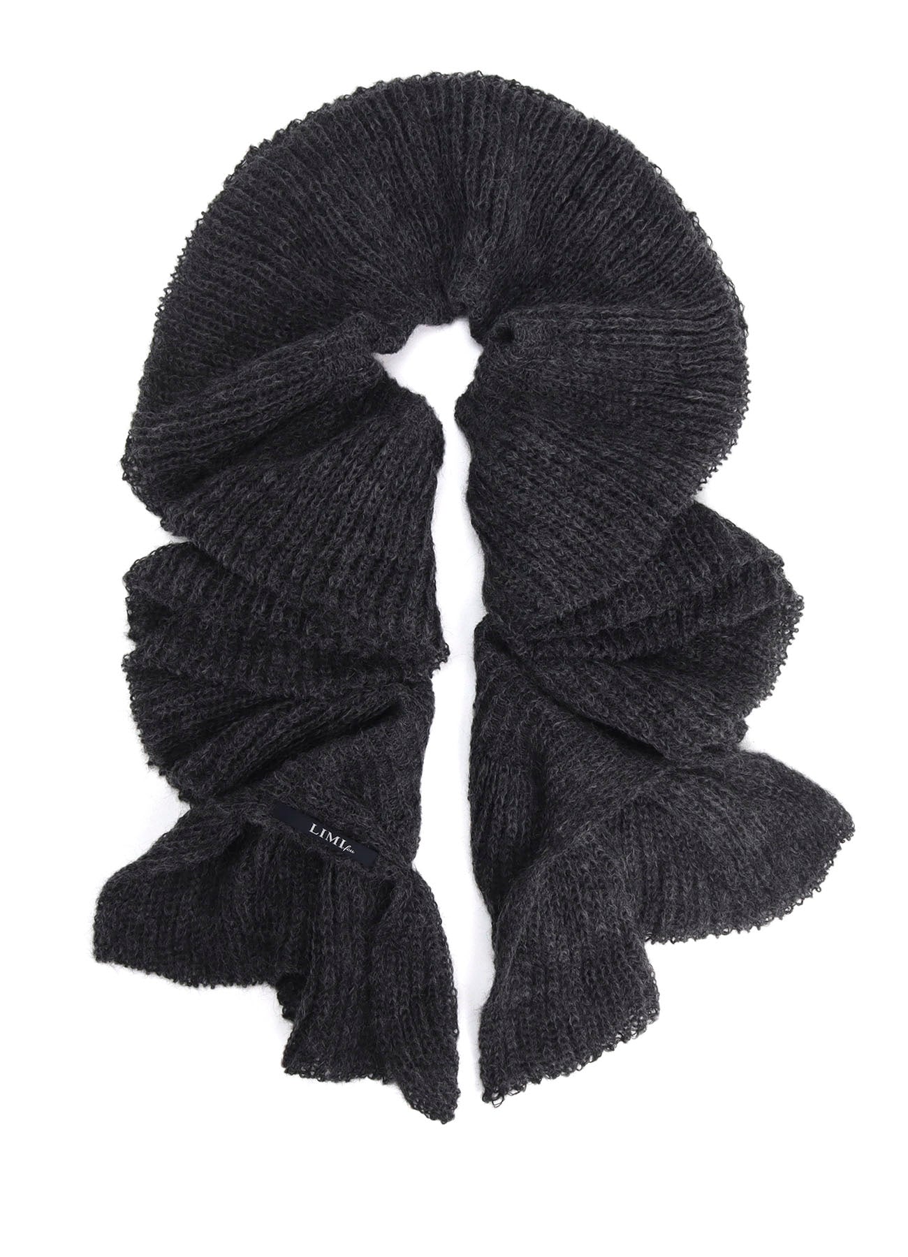 LOOSE TENTION RIB FLUFFY FRILLED SCARF