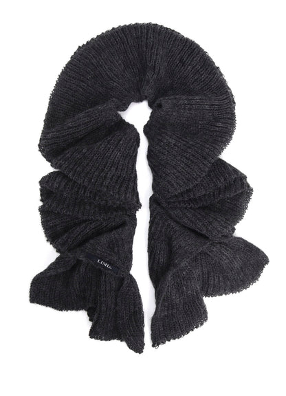 LOOSE TENTION RIB FLUFFY FRILLED SCARF