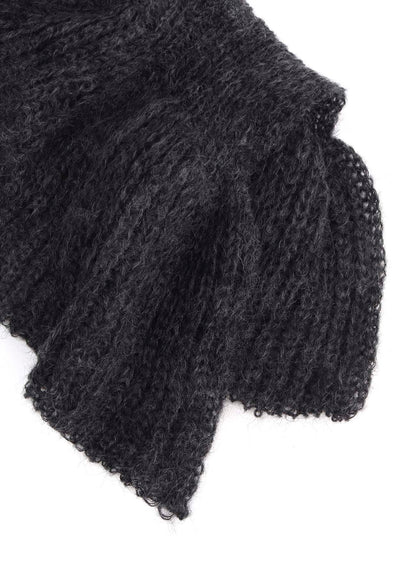 LOOSE TENTION RIB FLUFFY FRILLED SCARF