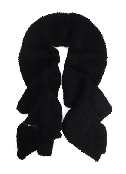 LOOSE TENTION RIB FLUFFY FRILLED SCARF