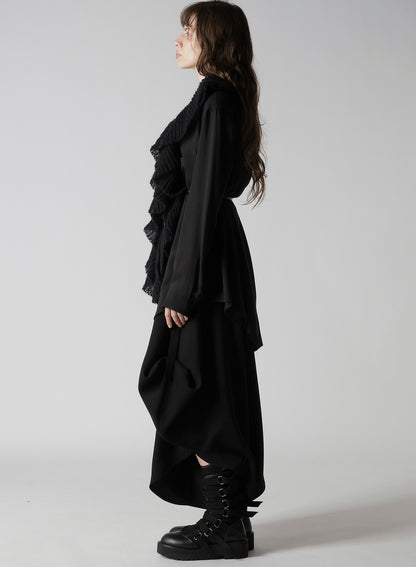 LOOSE TENTION RIB FLUFFY FRILLED SCARF