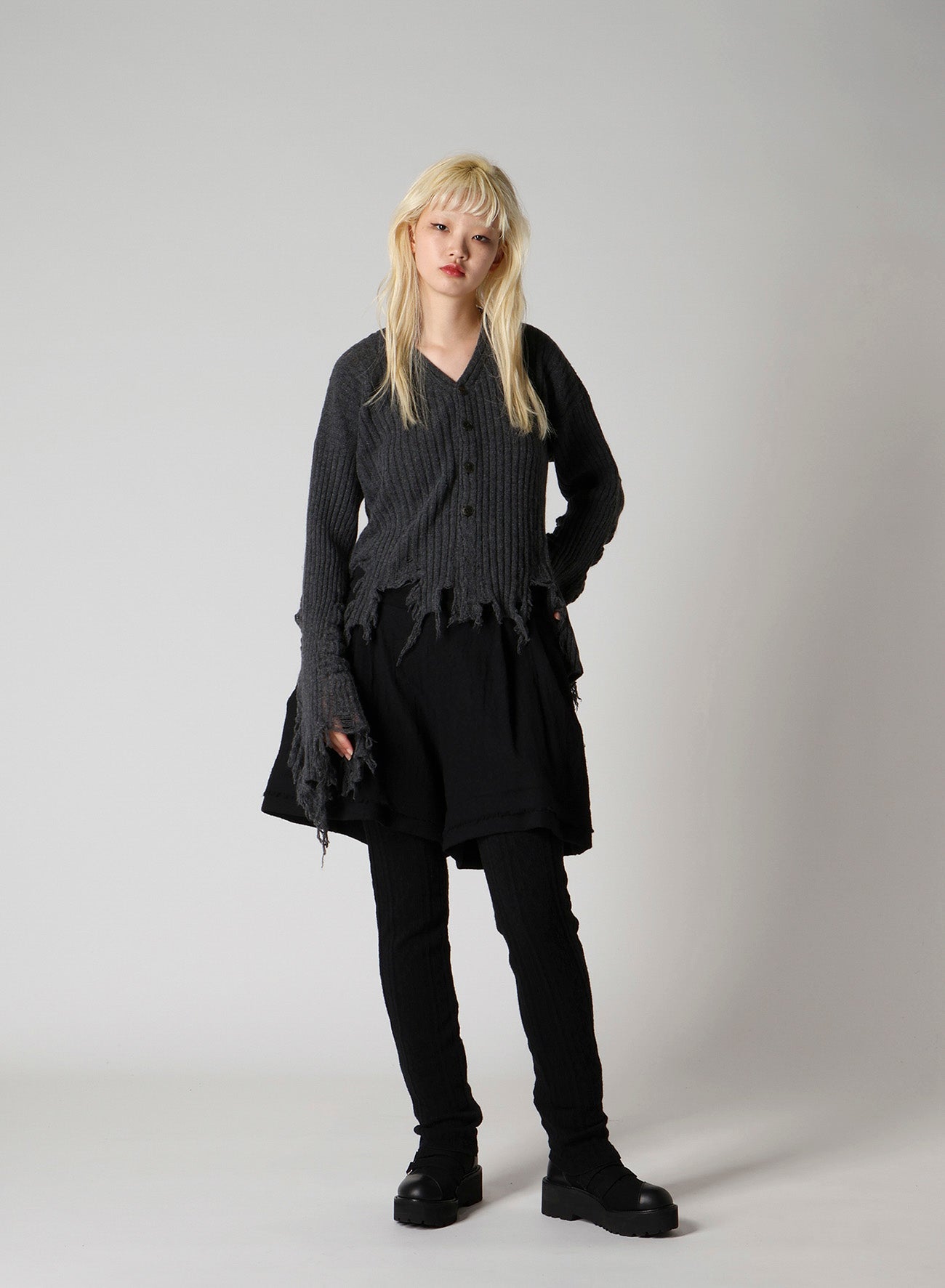 WOOL GAUZE LEGGINGS ATTACHED PANTS