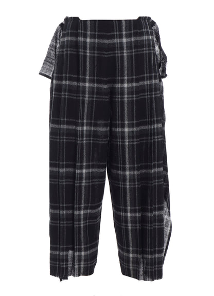 PLAID PATTERN PLEATS PANTS