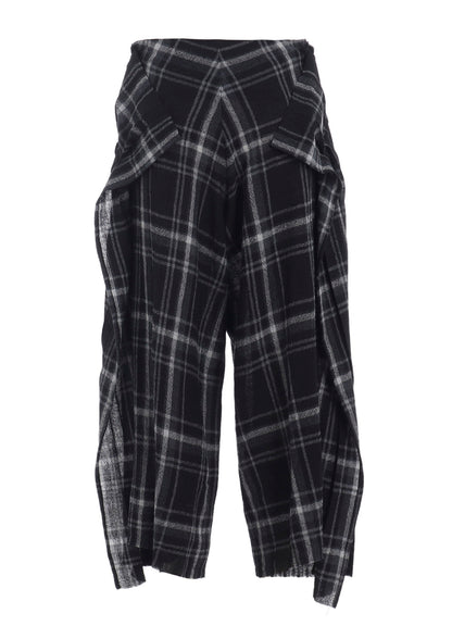 PLAID PATTERN PLEATS PANTS