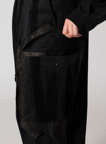 FAINT PRINTED CORDUROY TAB PANTS