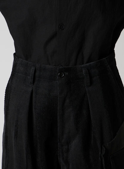 FAINT PRINTED CORDUROY TAB PANTS