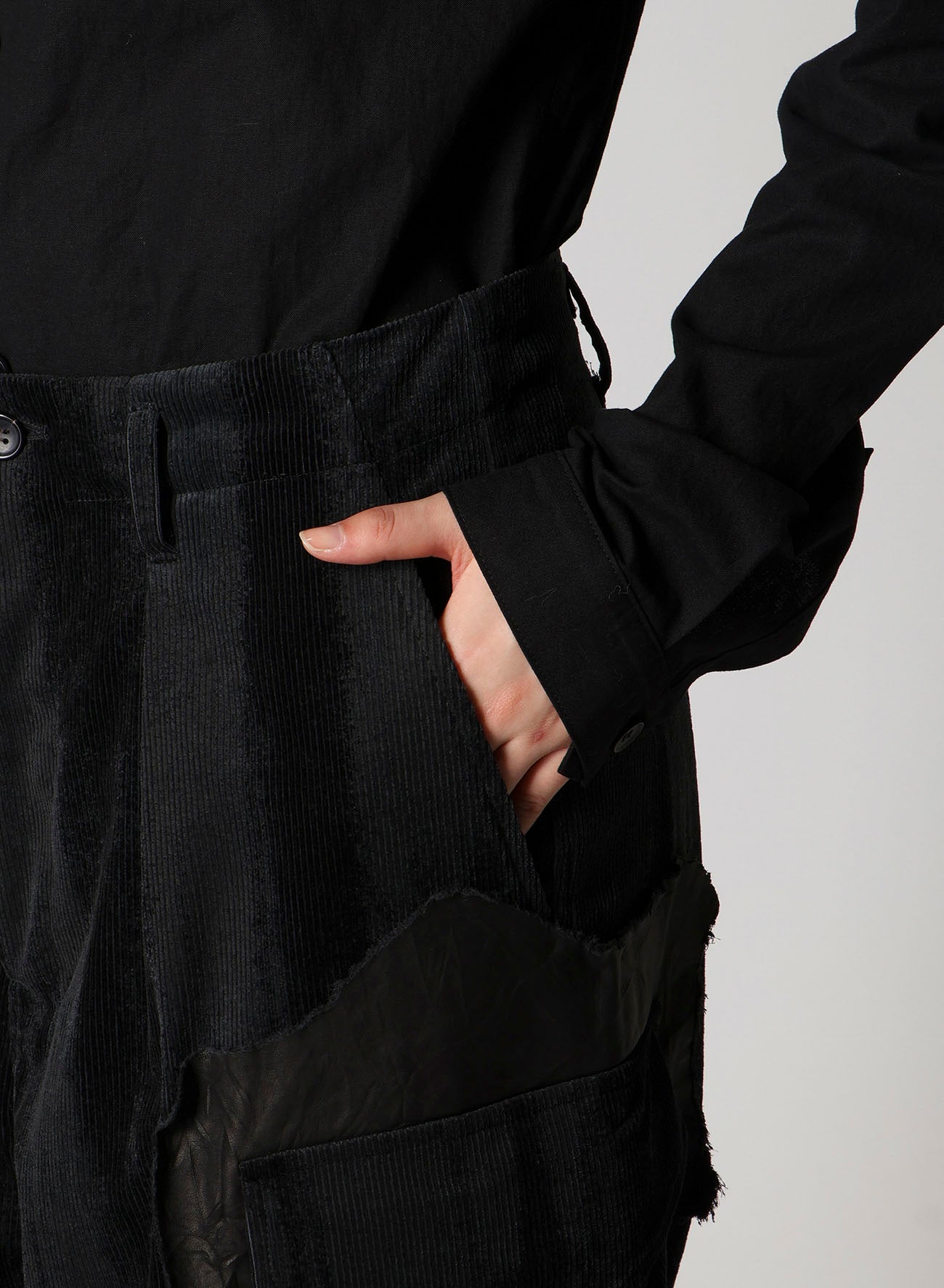 FAINT PRINTED CORDUROY TAB PANTS